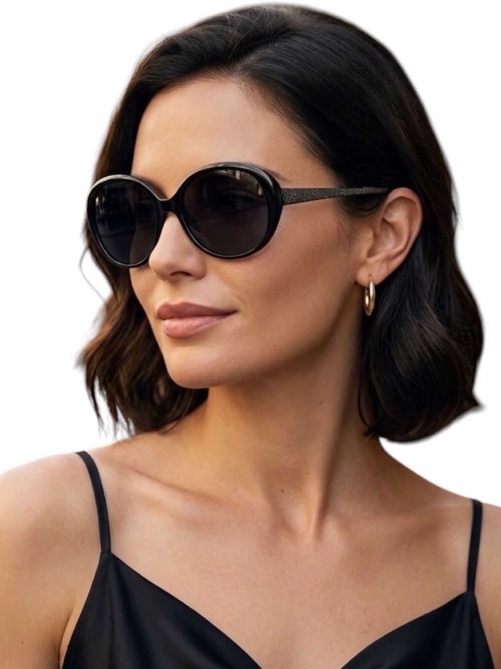 Anne Klein AK7000 Black Oversized Oval Sunglasses / NWOT Y2K Retro Chic UV Sun